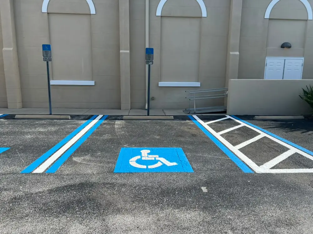 After - fresh ADA handicap parking stall restriping in Tampa Bay, Florida